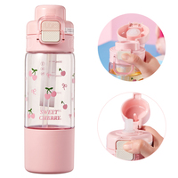 Fuquan Cute Bear Double Drink Plastic Cup New Style Water Cup for Girls Large Capacity Drop-Resistant Hot Thermal Insulation