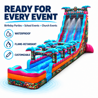 Toboggan aquatique gonflable commercial avec piscine, toboggan gonflable en PVC pour parc d'attractions