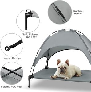 Cama para perros elevada con refrigeración para exteriores mejorada, cama elevada impermeable para perros y mascotas con dosel, cama portátil extraíble para perros - Product Image 6