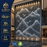 Fontaine murale moderne d'extérieur en acier inoxydable avec cascade de mailles et rideau lumineux LED RGB pour projet de décoration