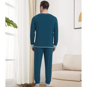 Mens Pajamas Set Long Sleeve Top Soft Jogger Pants Bamboo Cotton Knitted Sleepwear Cool Pjs <b>For</b> Men <b>Pyjamas</b> Modal Pj Sets - Product Image 3
