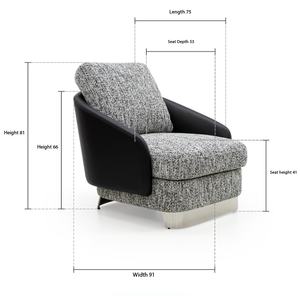 Modern Italian Furniture Single Sofa <b>Chair</b> Fabric Leather Art Stainless Steel Metal Feet Convertible Light Luxury Leisure <b>Chair</b> - Product Image 6