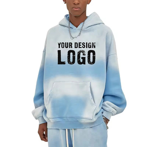 Sweat-shirts pour hommes en coton personnalisé, poids lourd, dégradé de couleur, avec doublure en polaire, mode décontractée, teinture par pulvérisation, épaules tombantes - Product Image 1