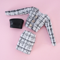 Ensemble de vêtements pour poupée de 30CM (11 pouces), style dame élégante, manteau et robe, trois pièces, pour poupée à l'échelle 1/6.