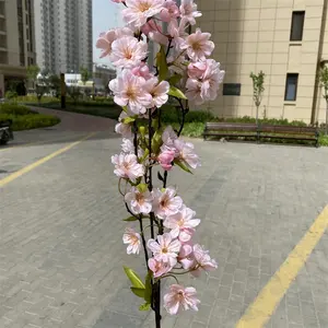 Wholesale Sakura Tree Cherry Blossom High Quality Pink Silk Flower Branches Artifical Cherry Blossom Flowers