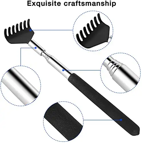 Back Scratcher UNOOE Back Scratchers for Men Women Metal Back Scratcher Retractable Extendable to 27 inches for Itch Relief with Carry Bag Portable in Travel Office Home 4 PCS 