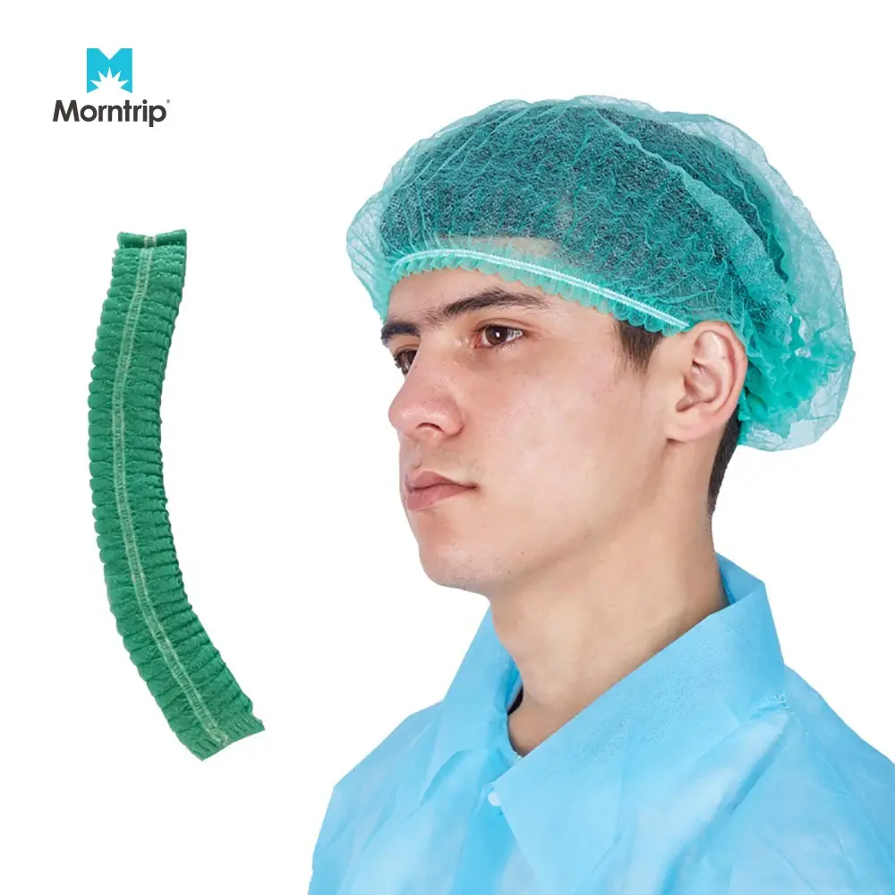 Jaring rambut sekali pakai pabrik makanan/Spa/penutup kepala perawatan pribadi topi penutup kepala elastis Non Woven klip sekali pakai