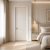 Porte en bois composite laqué blanc, double panneau doré, étanche, pour chambre à coucher, villa, portes à battants