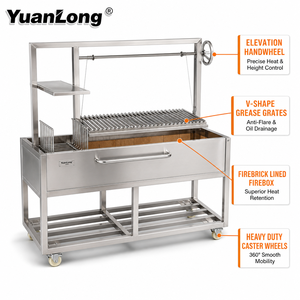 <span class=keywords><strong>Barbecue</strong></span> au charbon de bois de style Santa Maria en acier inoxydable <span class=keywords><strong>avec</strong></span> levage manuel à manivelle et grille réglable - Product Image 1