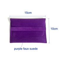Pochette à bijoux en velours suédé violet sur mesure avec logo, petit format, sac d'emballage en microfibre, enveloppe