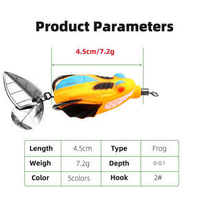 BUBBA タイスタイル ダブルスパンコールフロッグ 4.5cm/7.2g、改造・強化フック付き、ブラックマーケット輸出用フロッグ、在庫あり。 - Product Image 2