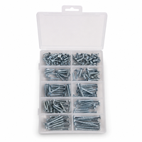 Assortiment de vis à bois 215 pièces, kit de vis à bois en acier au carbone galvanisé, boîte de rangement en plastique pour travaux de réparation de meubles et de menuiserie