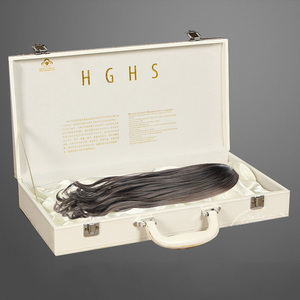 Custom private label lace wig bag packaging braid hair extension packaging suitcase boxes with metal handle