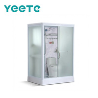 Salle de bain intégrée YEETE, design luxueux tout-en-un, cabine de douche rectangulaire 8 mm, idéale pour hôtel, dortoir, salle d'isolement