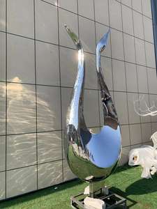 Estatua de cisne de acero inoxidable, escultura de cisne abstracta, ornamento pulido, fabricación de fábrica moderna - Product Image 6