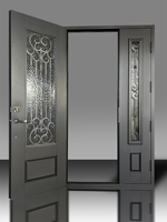 Porte en verre mexicaine à double battant en fer forgé, design simple et moderne, pour jardin extérieur, prix principal, vente aux États-Unis