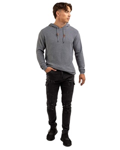 กางเกงยีนส์ขาบานสำหรับผู้ชายทรงย้อนยุคผ้าคอตตอนสีฟ้าแบบปักโลโก้ได้ตามต้องการสไตล์สตรีทไฮสตรีทกันน้ำ - Product Image 1