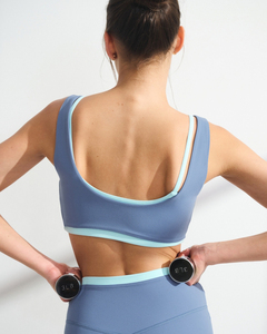 Lightweight Slim-fitting Sports Bra Sustainable Eco-Friendly Soft Fabrics Double <b>Layered</b> Patchwork Running Yoga Wear <b>Tops</b> - Product Image 5