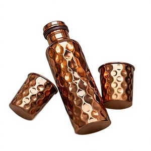 Premium Glossy Copper <b>Water</b> <b>Bottle</b>-<b>Large</b> Capacity Eco-Friendly Portable Classic Design for Home Use - Product Image 1