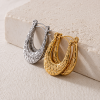Boucles d'oreilles minimalistes pour femmes en acier inoxydable plaqué or 18 carats PVD, étanches, résistantes au ternissement, hypoallergéniques, OEM ODM, vente en gros, cadeaux