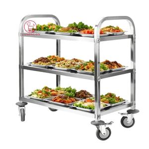 รถเข็นสแตนเลสมีล้อและมือจับอุปกรณ์ครัวเชิงพาณิชย์สำหรับโรงแรมและร้านอาหาร - Product Image 3