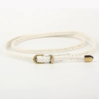 Ceinture fine tressée en PU avec boucle en résine, style vintage et coloré, pour femme, accessoire de robe, vente en gros
