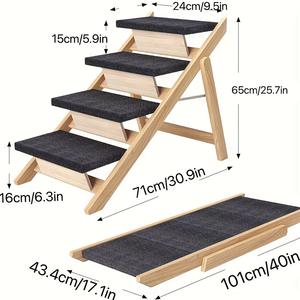 Rampa Plegable para Mascotas de <span class=keywords><strong>Madera</strong></span> Maciza Resistente y de Venta Caliente con Superficie Antideslizante para Perros Grandes - <span class=keywords><strong>Escalera</strong></span> Auxiliar para Subir Escaleras - Product Image 3