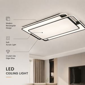 Lámpara de techo LED moderna de acrílico y hierro, empotrada, regulable a distancia, tricolor, 160W 240W, para sala de estar, dormitorio, hogar. - Product Image 2