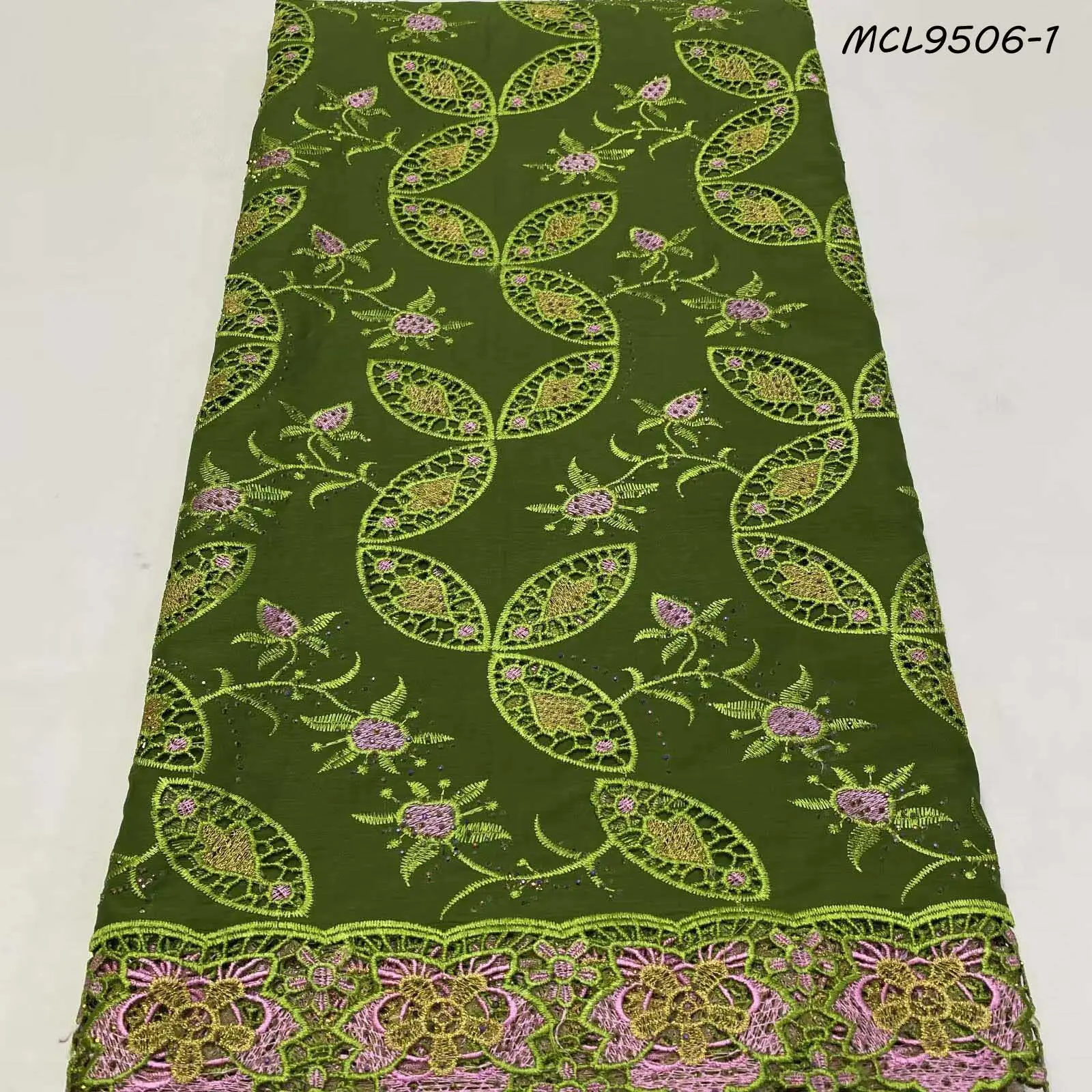 A natural highlight on the lace front Multi-color embroidered lace with full floor diamonds 5yards