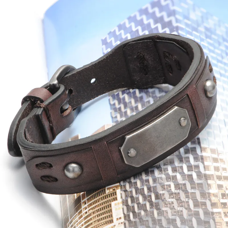 Pulseira de couro genuíno italiano para homens, pulseira retrô personalizada estilo original de fábrica de 2024