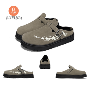 Zapatos kadın ve erkek özel süet inek deri takunya kaymaz özelliği ile rahat kapalı ayak katırlar ev terlikleri - Product Image 1