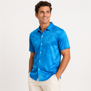 Custom <b>Silk</b> <b>Shirts</b> <b>Mens</b> Short Sleeve Printed Button Up Luxury <b>Shirt</b> Custom Logo Private Label OEM ODM Wholesale Manufacturer - Product Image 2