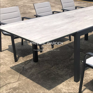 Vente en gros de chaises de salle à manger en tissu d'aluminium 10 places ensemble de table à manger extensible d'extérieur avec tissu en pierre frittée - Product Image 1