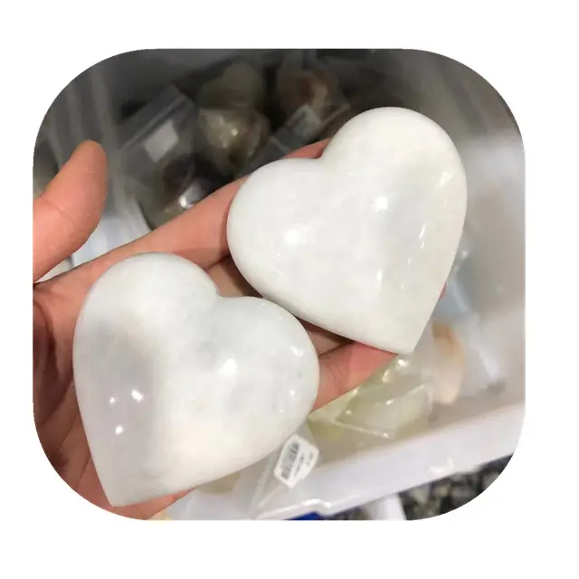 Piedras preciosas de cuarzo natural, piedra en forma de corazón, mármol blanco, novedad