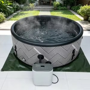 Bain à remous gonflable avec couverture isolante, bain à remous portable gonflable pour massage en extérieur - Product Image 1