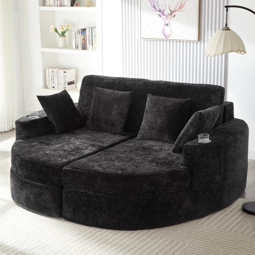 Noir + Polyester + 2 places + Mousse