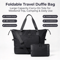 Sac de voyage pliable 40L, sac de transport à roulettes avec fond extensible pour week-end, aéroport, camping, vacances, usage quotidien, personnalisable en usine