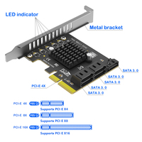 Carte d'extension PCI-E 5 ports SATA3.0, support métallique pleine hauteur, compatible PCB PCI-E4X/8X/16X, pour ordinateur de bureau, stockage multi-disques durs