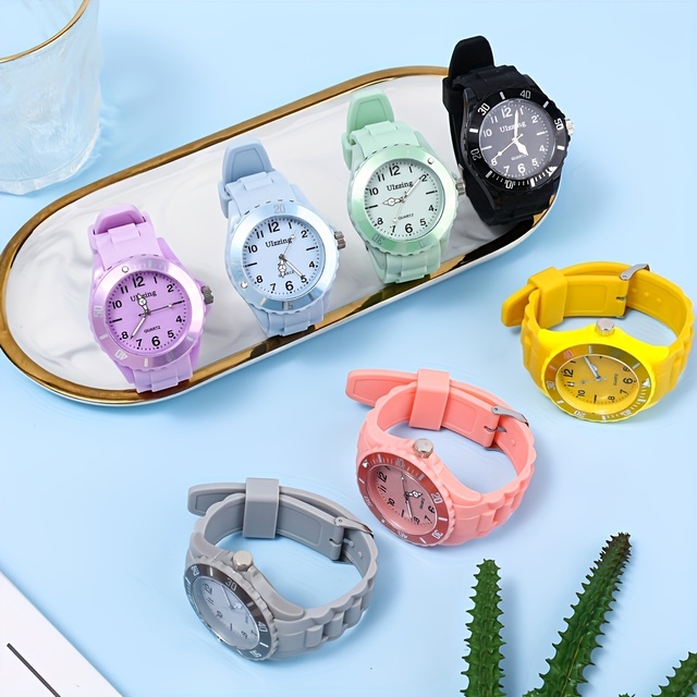 Unisex Quartz Silicone Watch Water-Resistant, Vintage Casual Style for Students