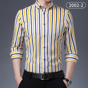 เสื้อเชิ้ตผู้ชายลายทาง ยืดได้ แขนยาว ไม่ต้องรีด กันยับ สไตล์ลำลอง <span class=keywords><strong>เกาหลี</strong></span> แฟชั่น เสื้อผ้าผู้ชาย ขายส่ง - Product Image 5