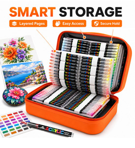 Coffret de voyage de marqueurs acryliques Secolorart, 418 couleurs, cadeau, marqueurs de peinture acrylique à base d'eau pour peindre sur verre et pierre - Product Image 3