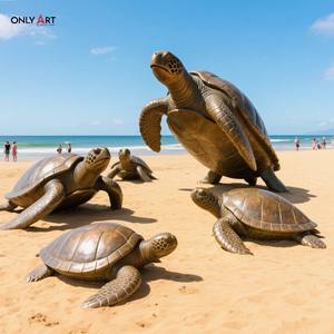 Onlyart-Escultura de tortuga marina para proyectos costeros, diseño personalizado, animal de jardín al aire libre, latón, tamaño de Vida Marina, bronce - Product Image 3