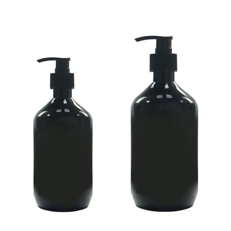 Magazzino di Plastica Vuota Bottiglia di Shampoo 300ML/500ML Personalizzato Nero/Ambra Shampoo E Balsamo Bottiglia Bottiglia di Lozione Bottiglia con Pompa