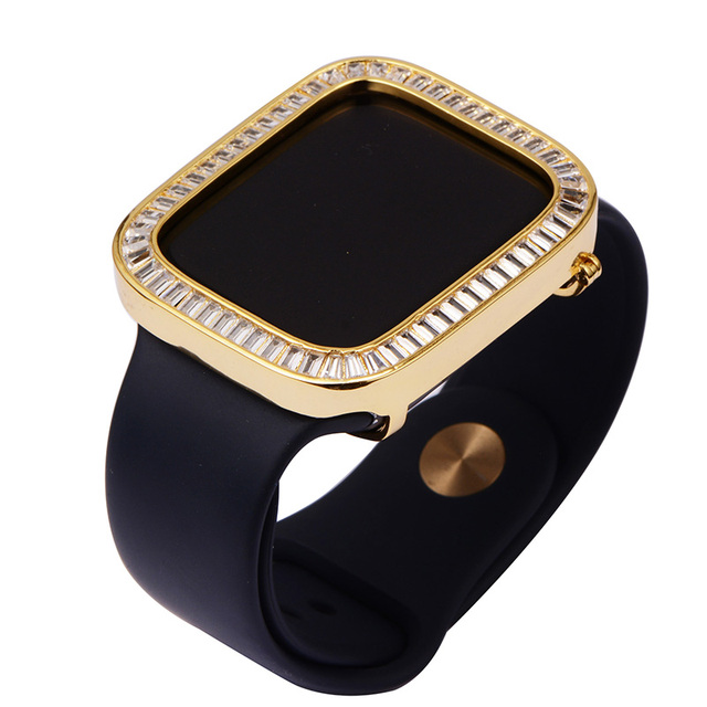 Hot Selling Iced Out Baguette Stone Custom Watch Bezel Case for Apple Watch 38MM/42MM/40MM/44MM/41MM/45MM