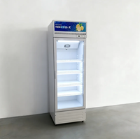 Réfrigérateur vertical de présentation de boissons à porte vitrée simple avec contrôle mécanique de la température, équipement de réfrigération, fabrication OEM