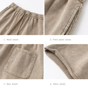 2025 High Street Men's 330GSM 100% Cotton Acid Wash <strong>Shorts</strong> Straight-Leg Distressed Breathable Knitted <strong>Shorts</strong> with Drawstring - Product Image 6