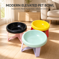 Gamelle pour chat en plastique « Soucoupe volante » avec support surélevé, mignonne, pour le soutien du cou, automatique et étanche