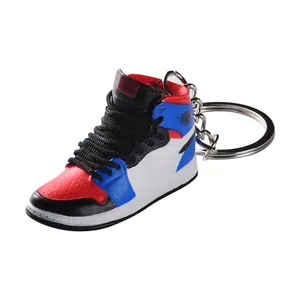 In stock PVC Rubber Keychains mini sneaker keychain 3d shoes Keyrings with box customized pvc keychain