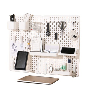 Organizador lateral de acero inoxidable Tablero de clavijas de escritorio con abrazadera con almacenamiento lateral para ropa de garaje Bebidas y artículos diversos - Product Image 1