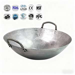 כלי בישול בעבודת יד ווק תחתון עגול סיני מסורתי ווק פלדת פחמן - Product Image 2